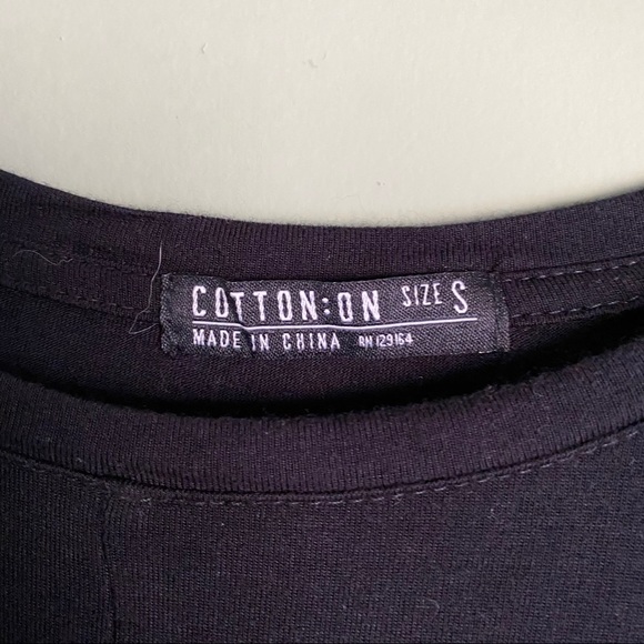 Cotton On High Low Cropped Long Sleeve Shirt Black - Picture 3 of 7